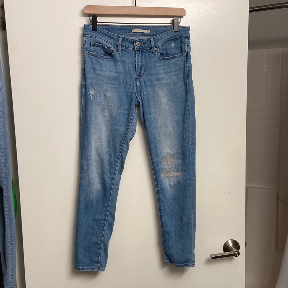 Levi’s 711 Distressed Skinny Jeans Size 27 💙 Cropped Ankle